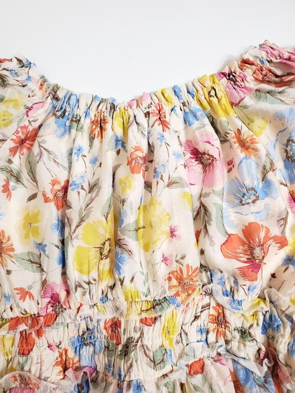Laura Ashley Womens Midi Dress L Floral Short Sleeve Smocked Waist Cottagecore - Picture 9 of 11